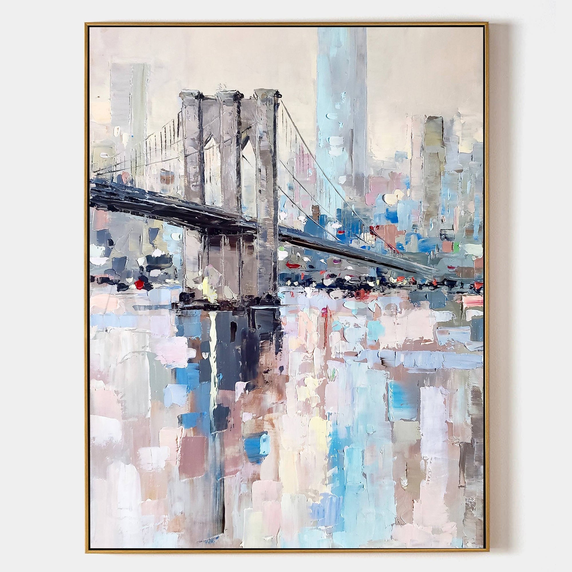 a painting of a bridge over a body of water