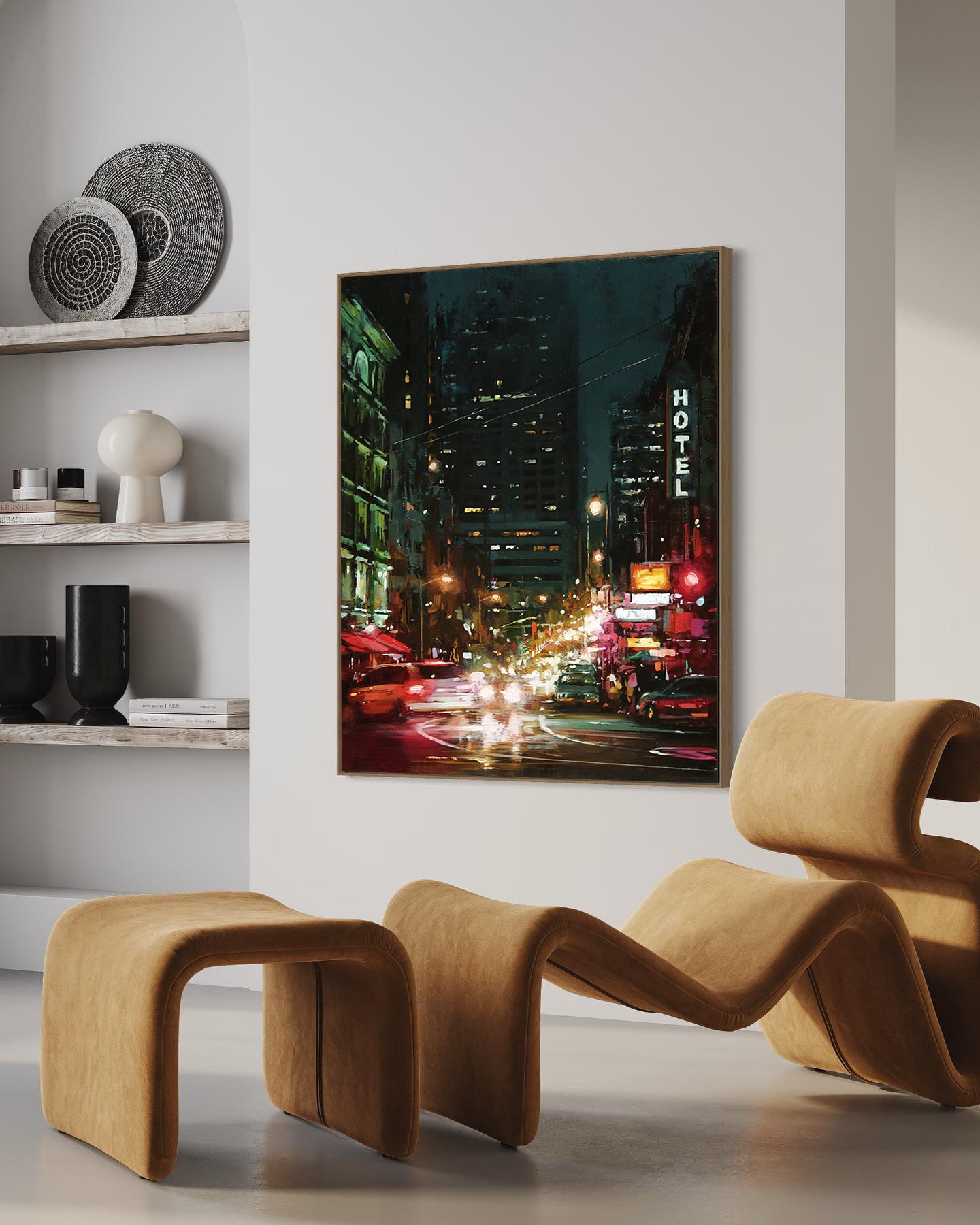 a picture of a city street at night