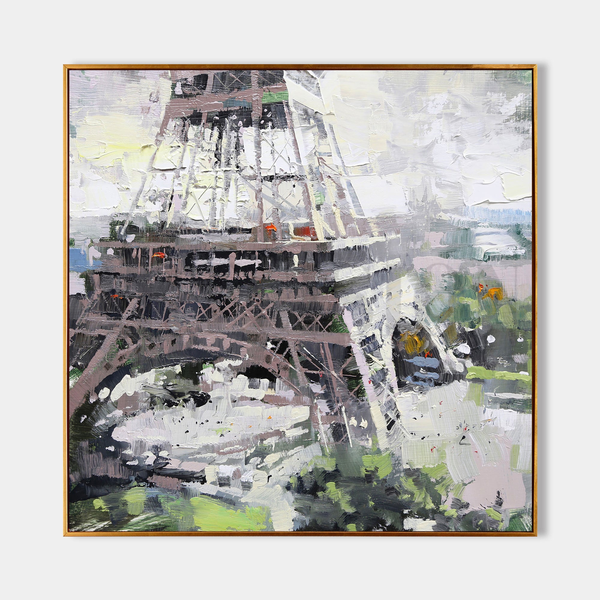 a painting of the eiffel tower in paris