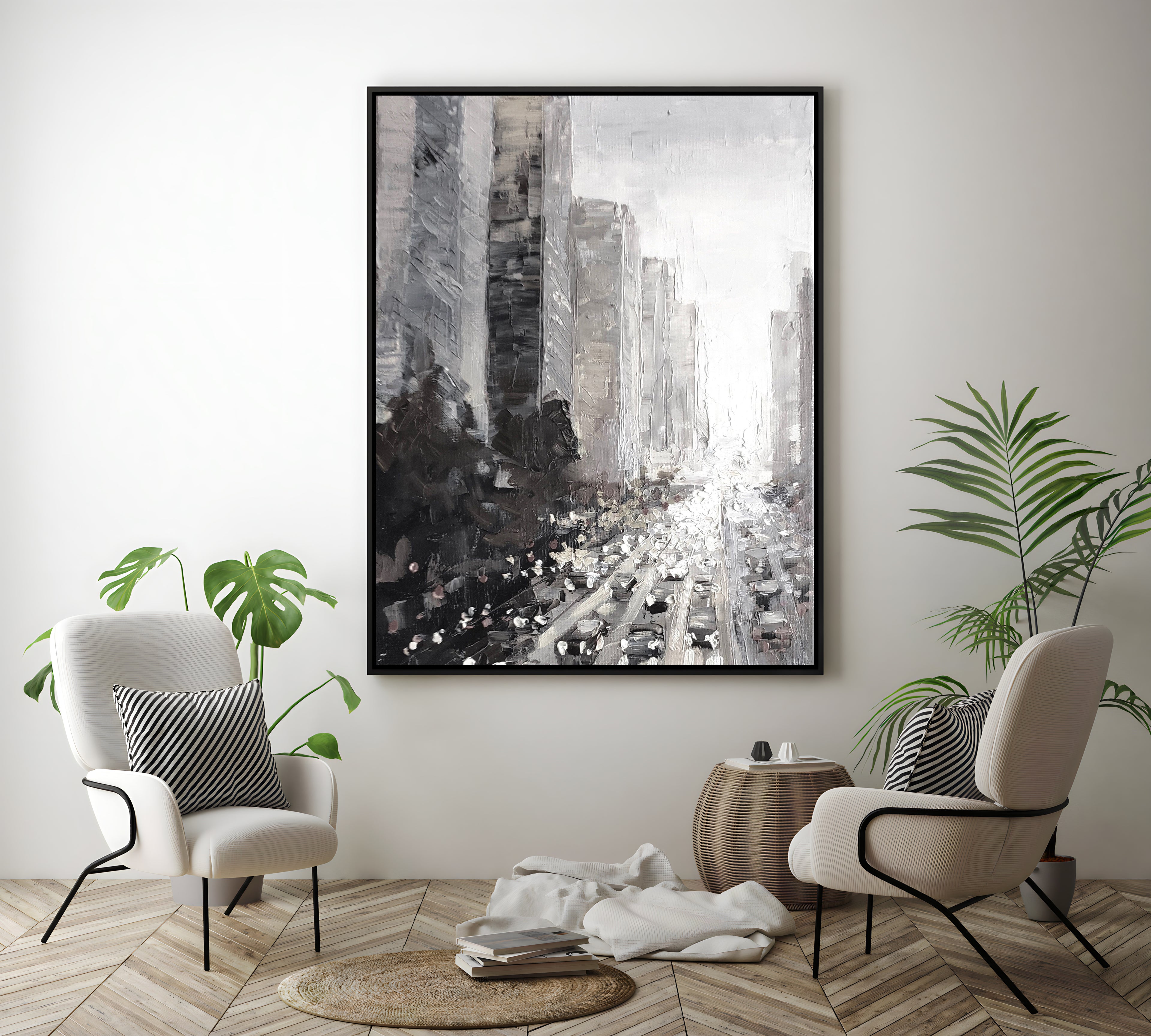 a picture of a city street with a lot of traffic