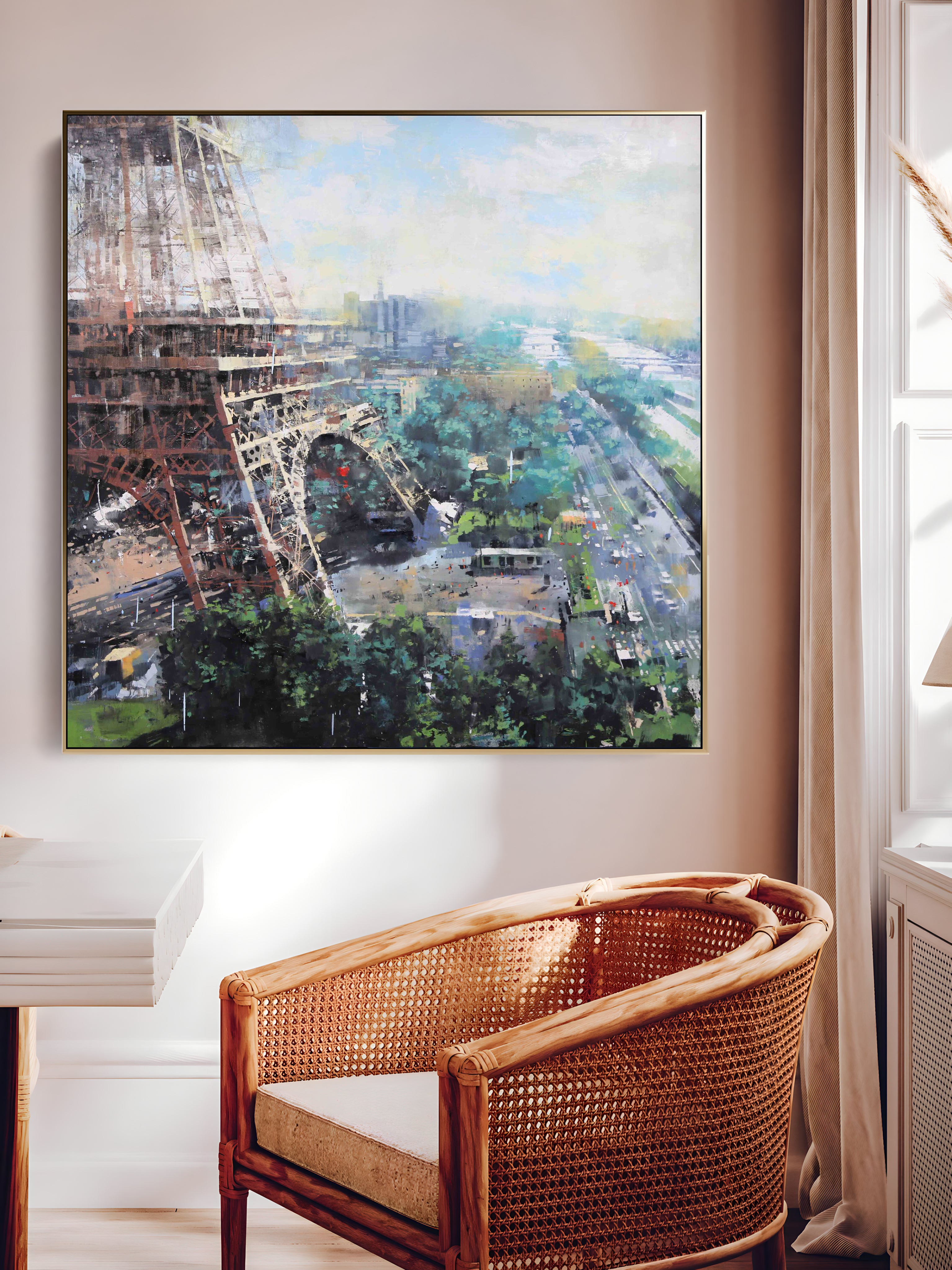 a painting of the eiffel tower in paris
