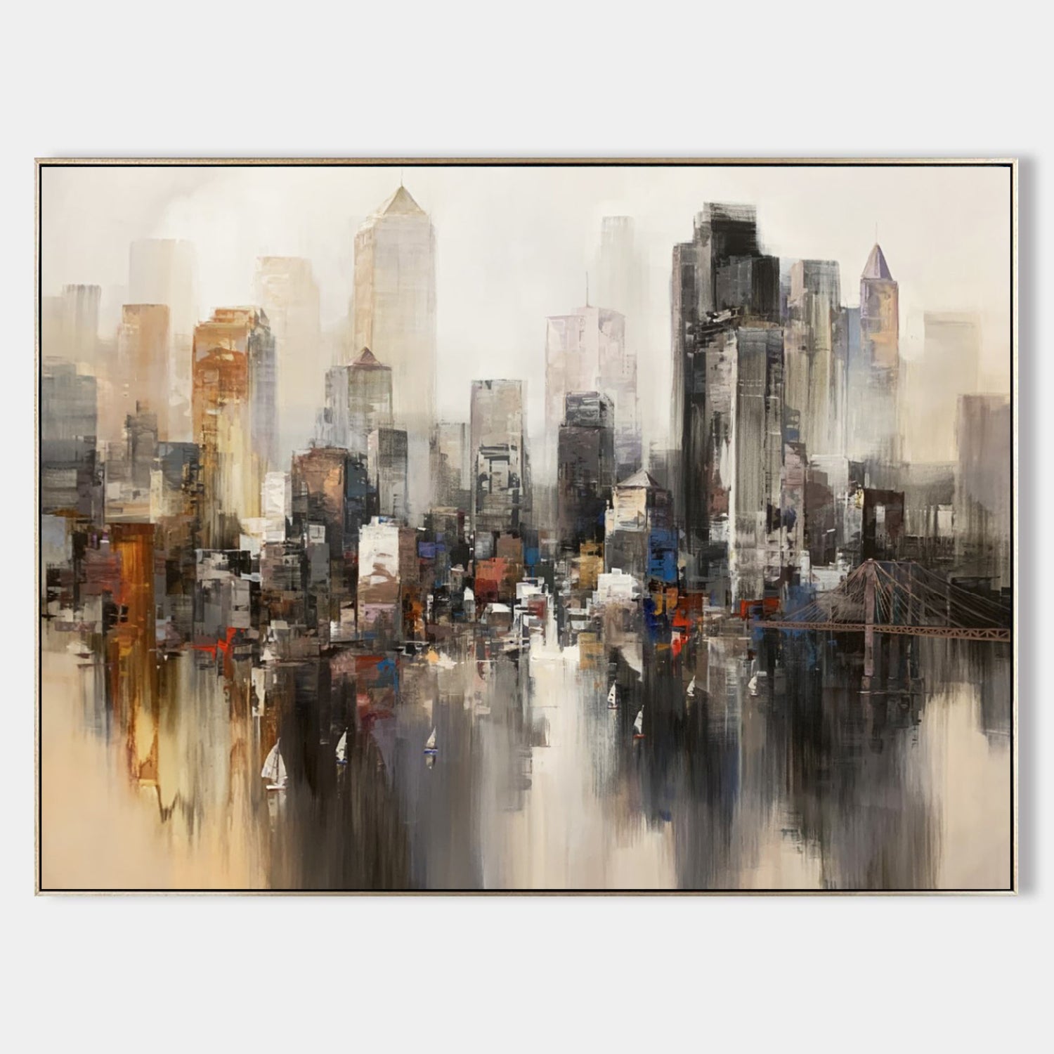 a painting of a city with lots of tall buildings