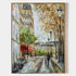 a painting of people walking down a city street