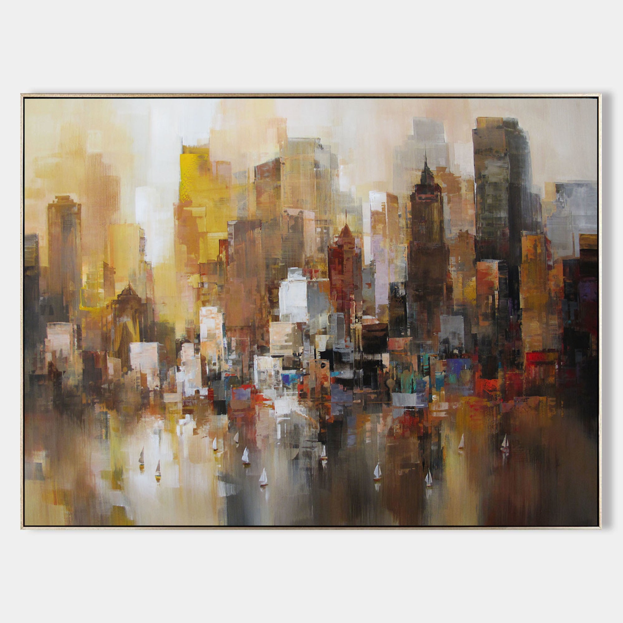 a painting of a city with lots of buildings