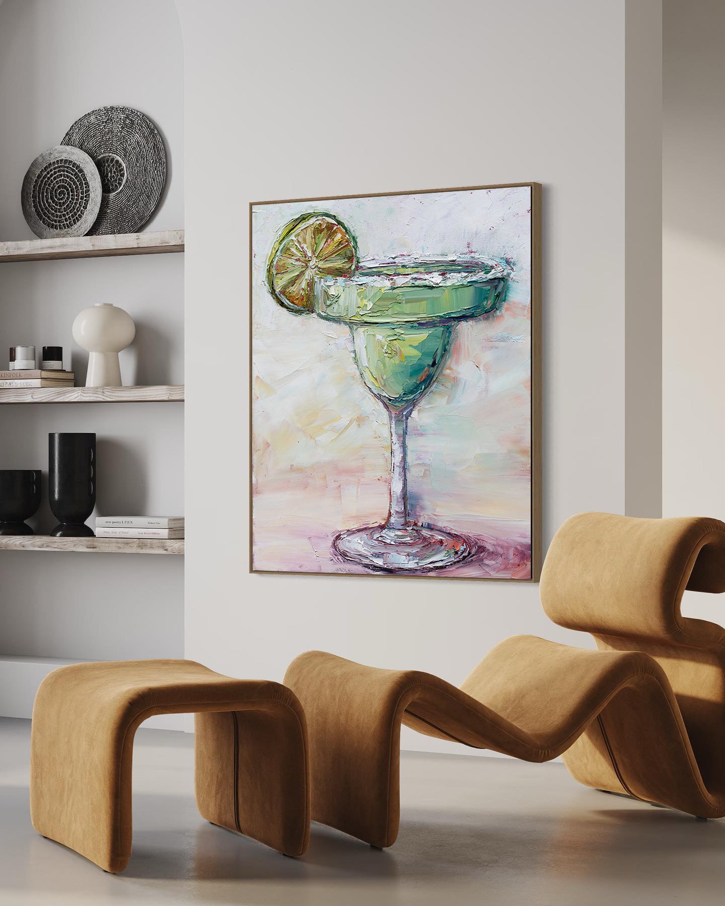 a painting of a green cocktail in a glass