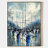 a painting of boats in a harbor on a cloudy day