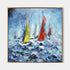 a painting of a group of sailboats in the ocean