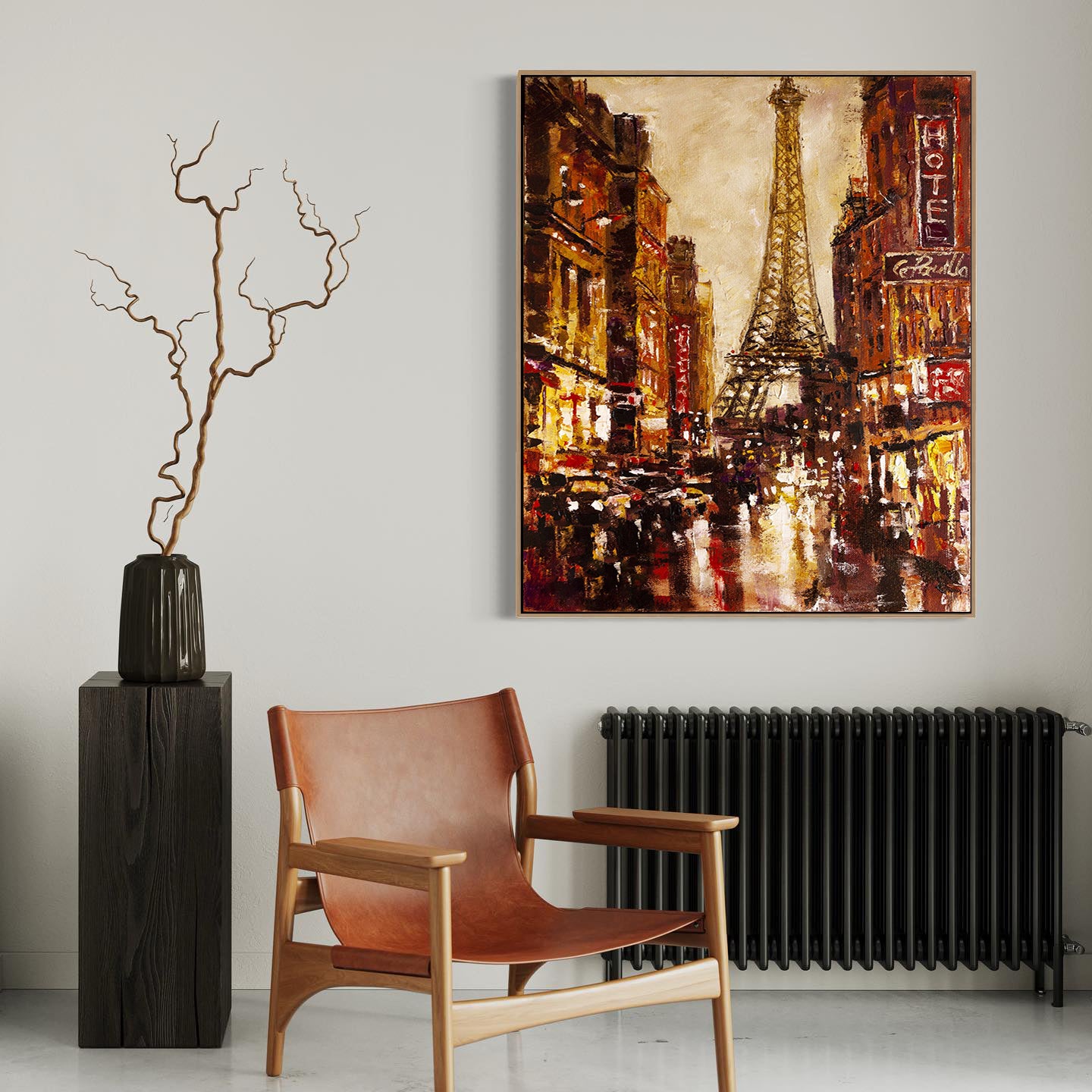 a painting of a cityscape with the eiffel tower in the background