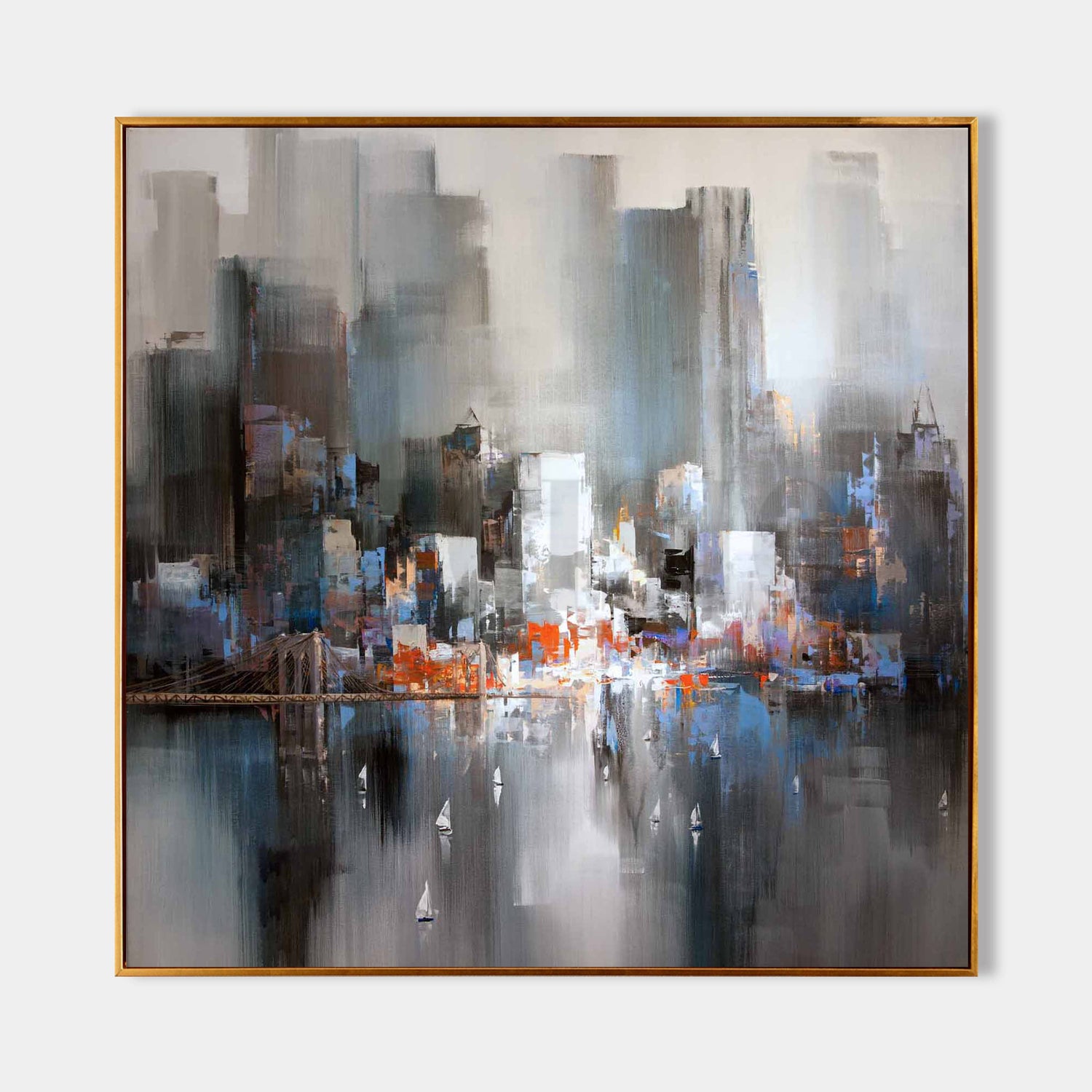 a painting of a city with lots of buildings