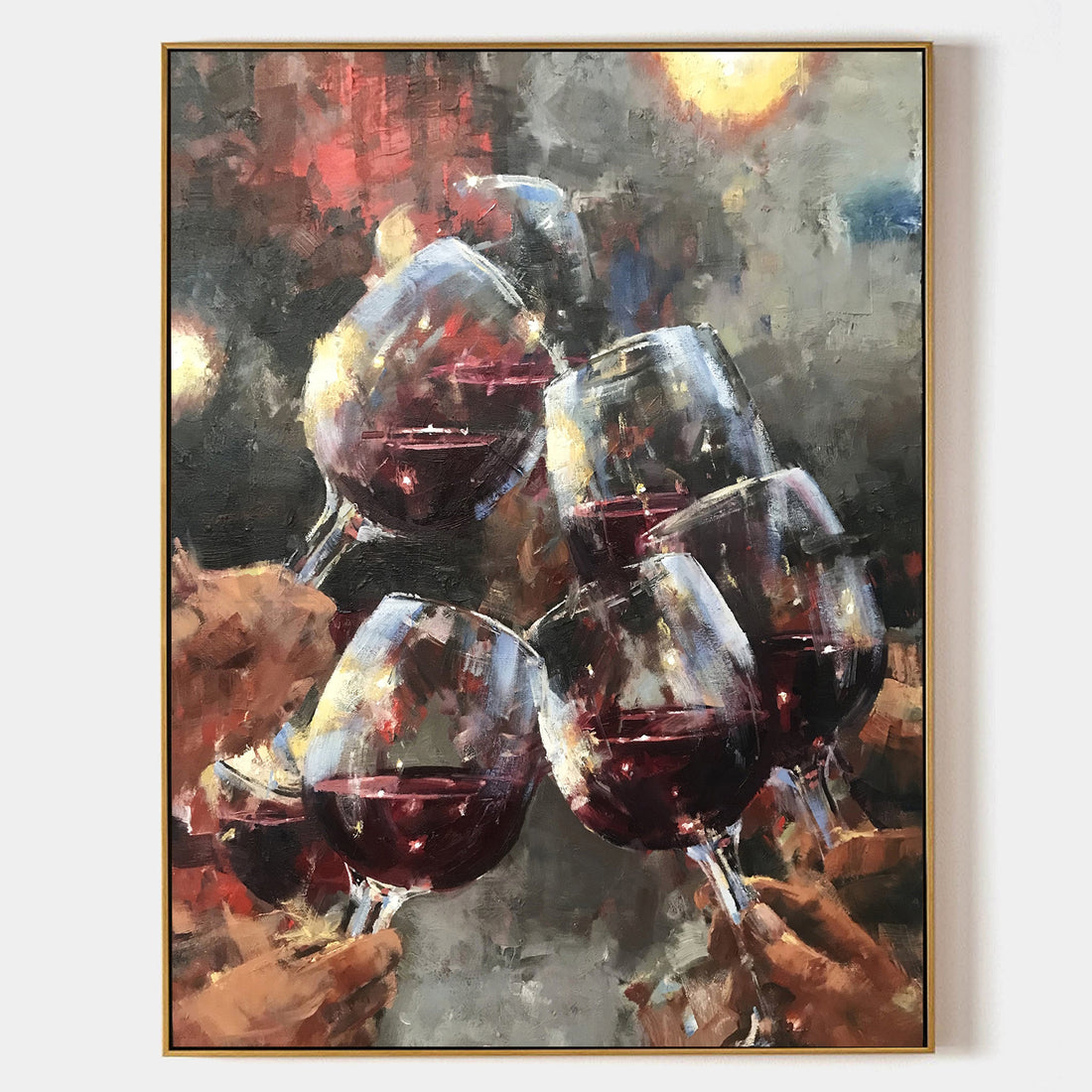 a painting of a bunch of wine glasses