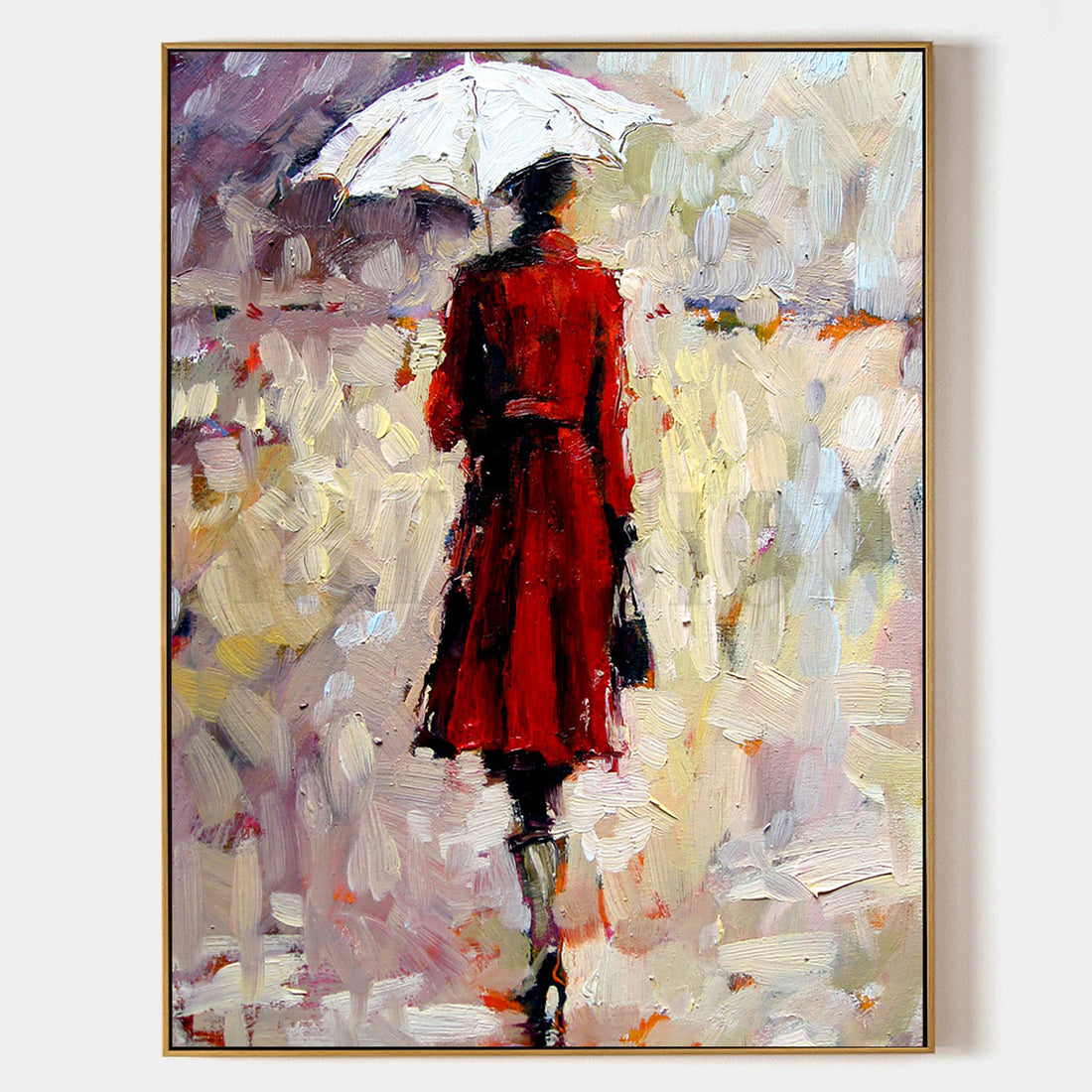 a painting of a woman with an umbrella