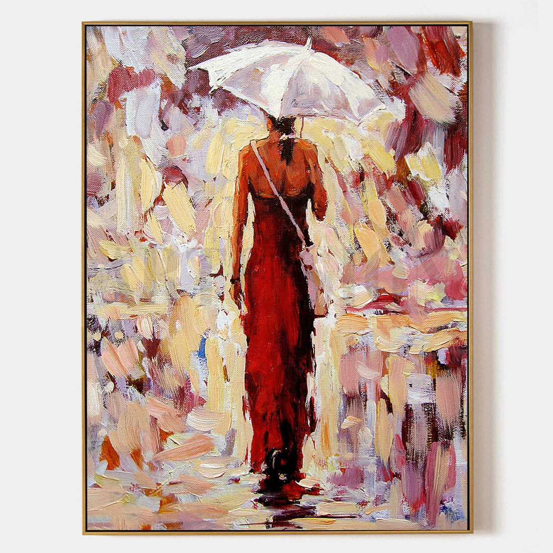 a painting of a woman with an umbrella