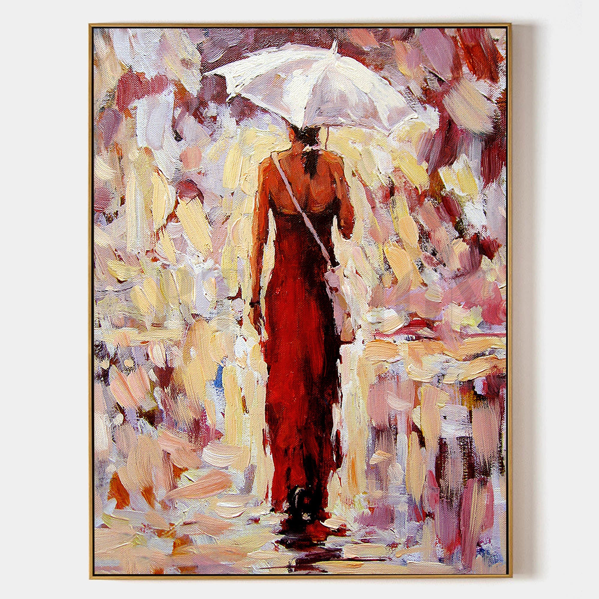 a painting of a woman with an umbrella