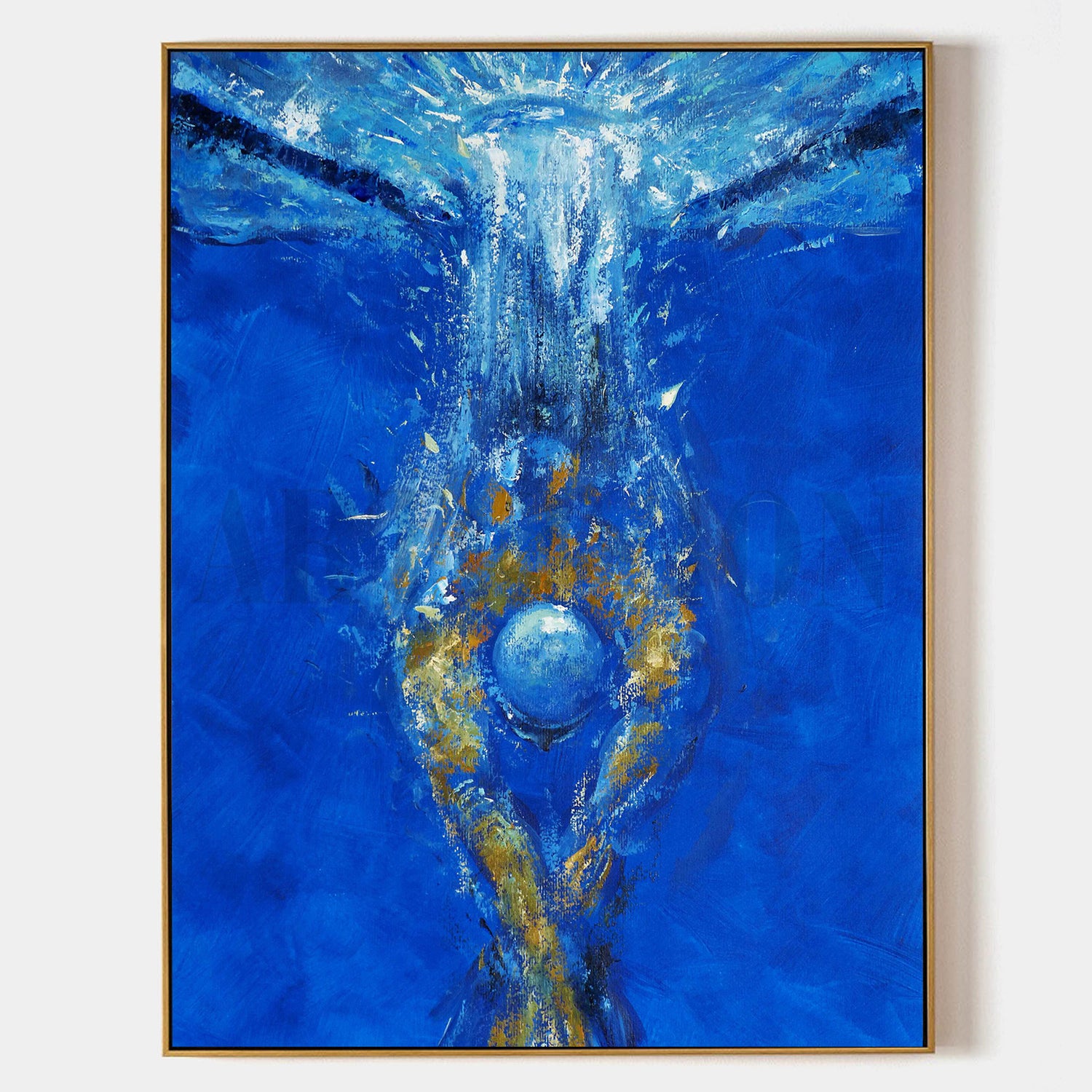 a painting of a person floating in the water