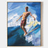 a painting of a man surfing in the ocean