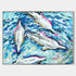 a painting of dolphins swimming in the ocean