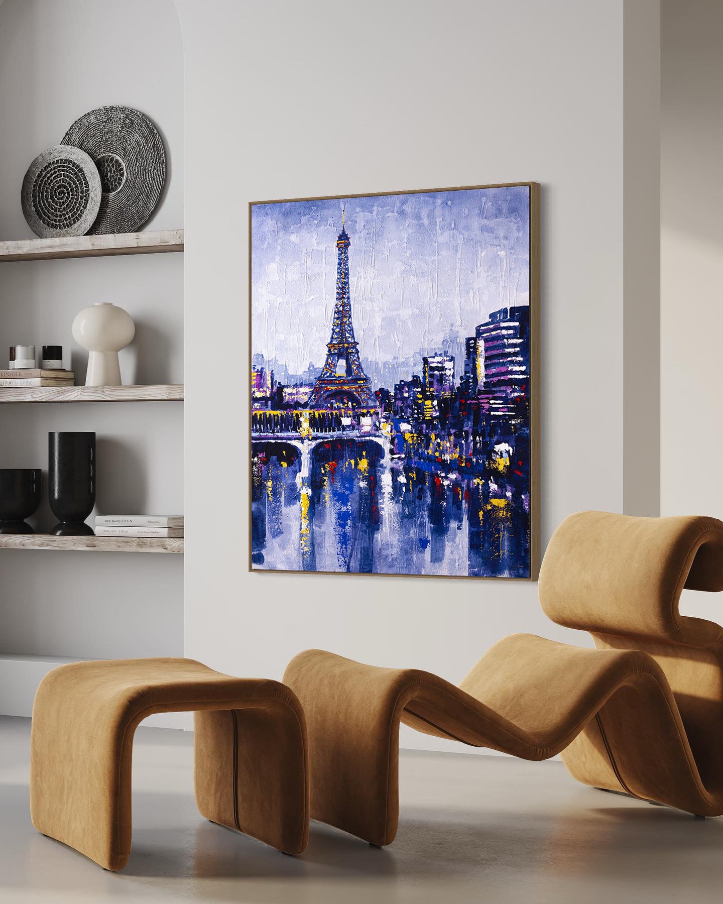 a painting of a cityscape with the eiffel tower in the background