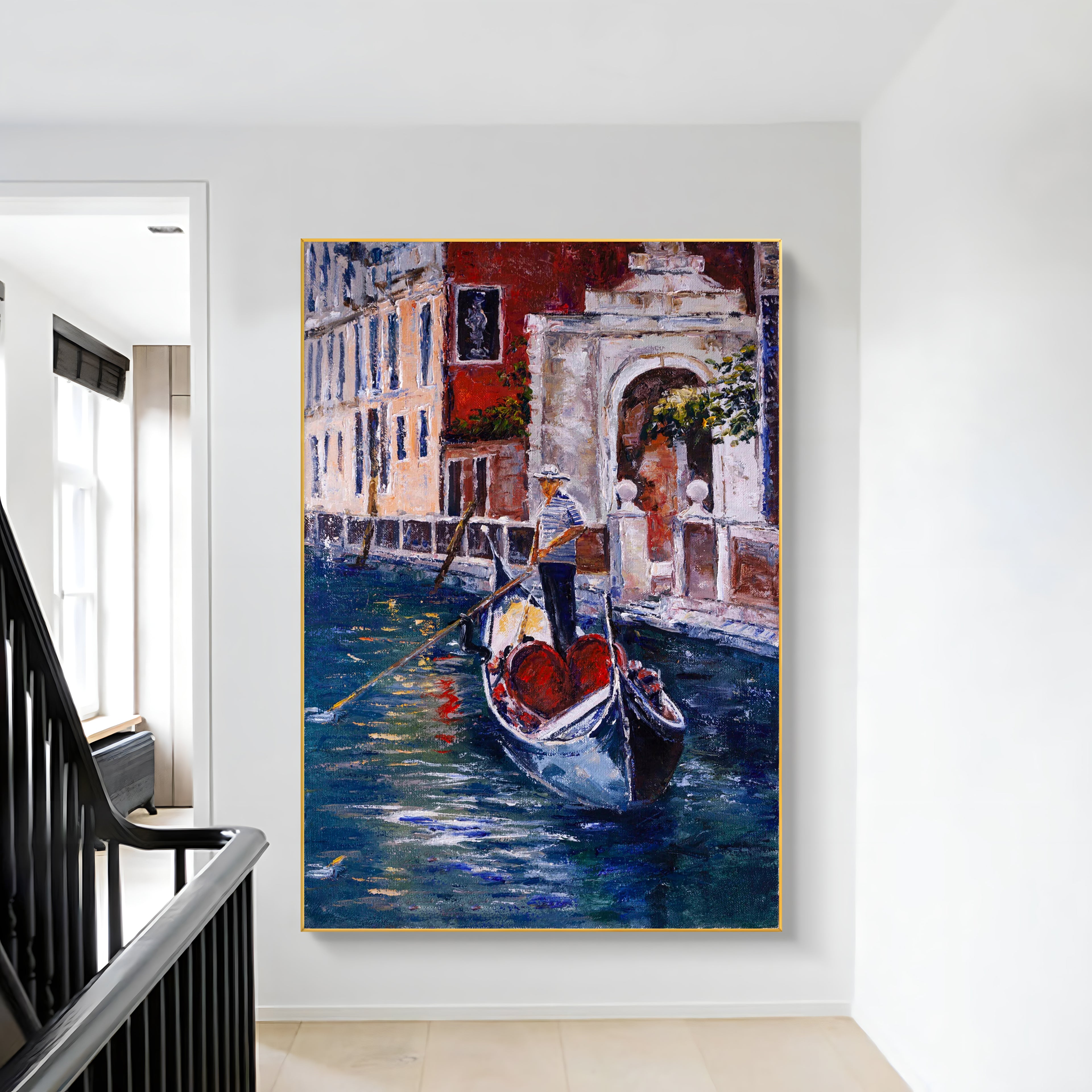 a painting of a gondola in venice