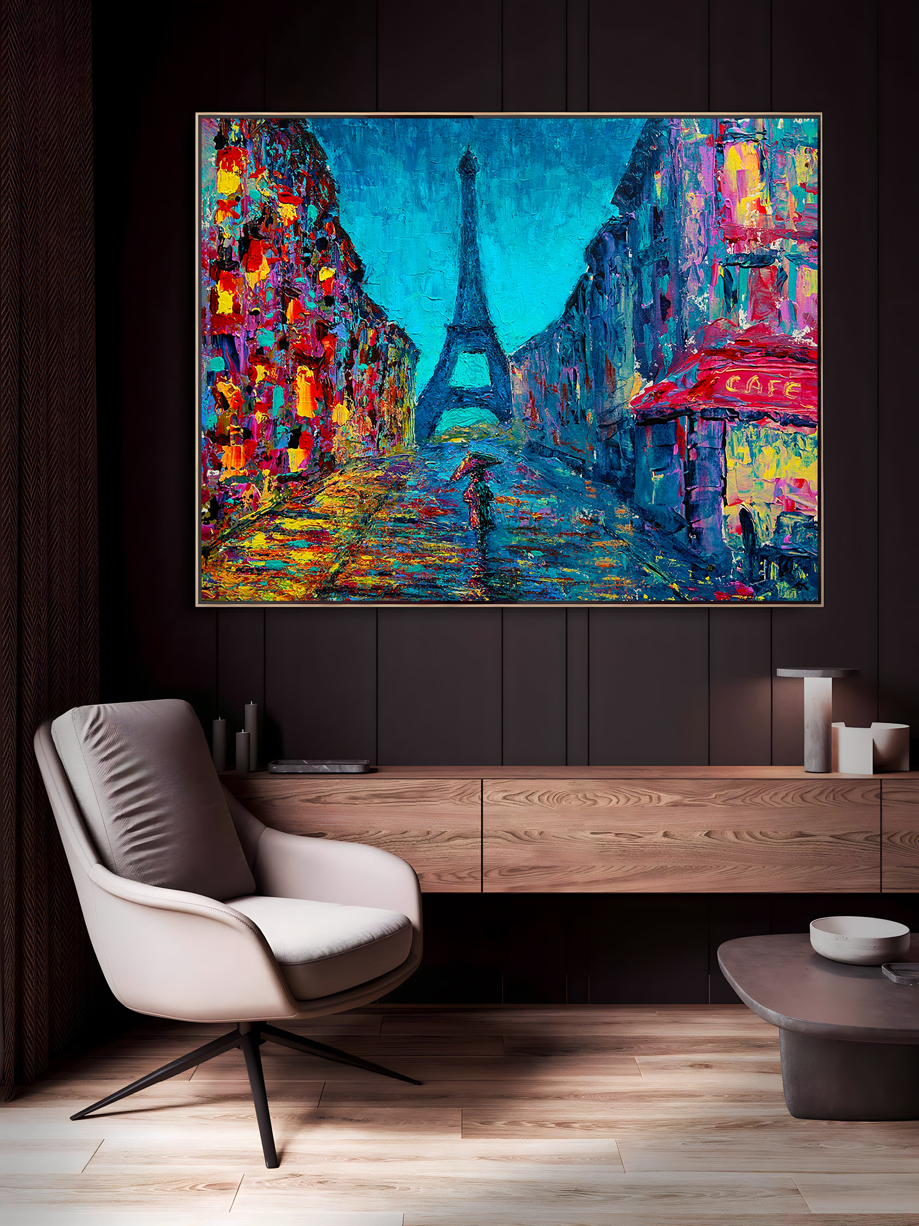 a painting of the eiffel tower in paris