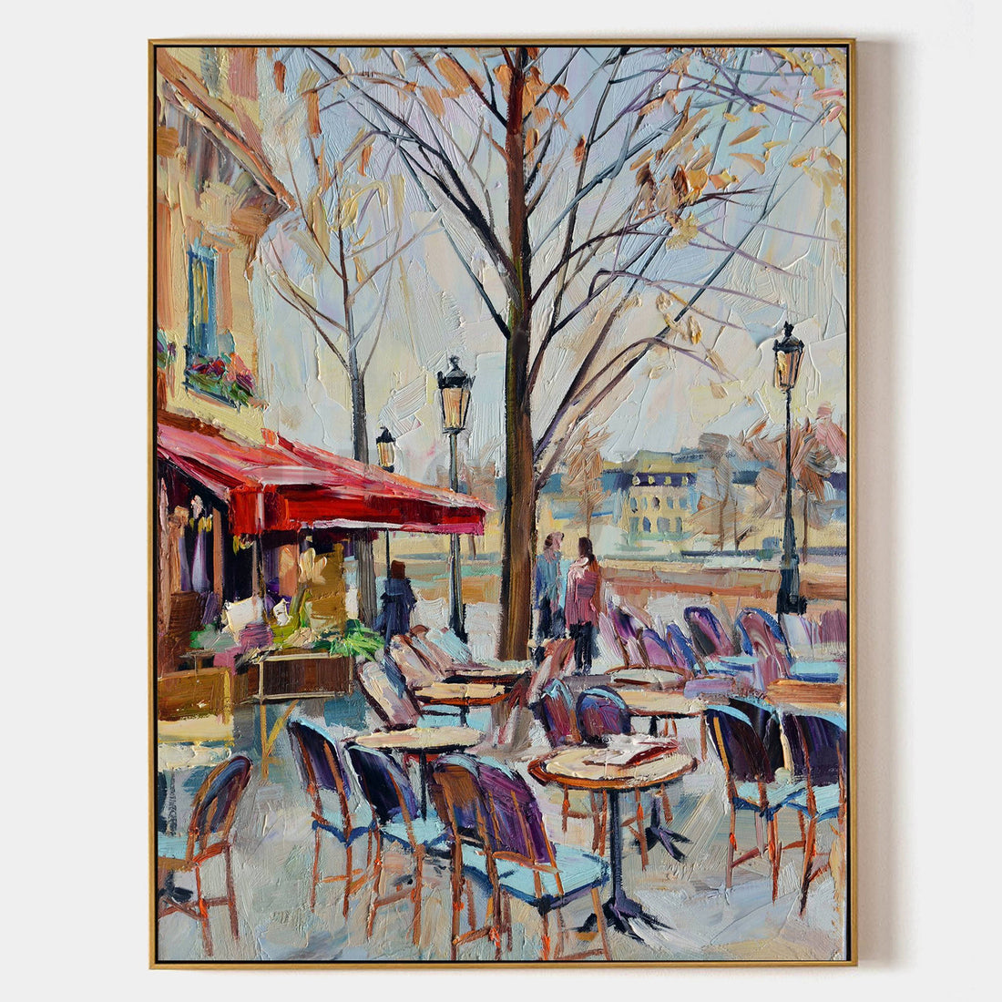 a painting of people sitting at an outdoor cafe