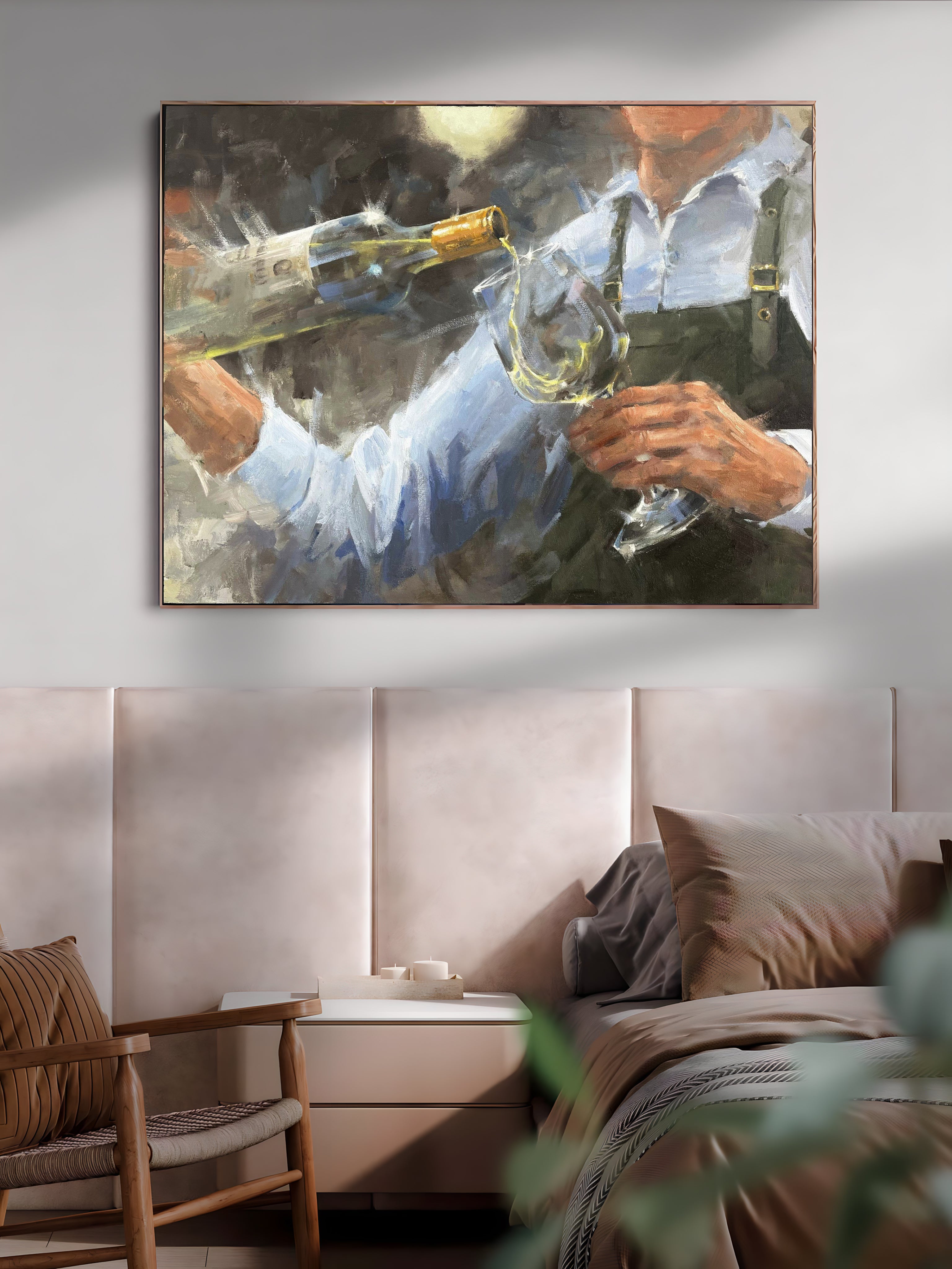 a painting of a man holding a gun