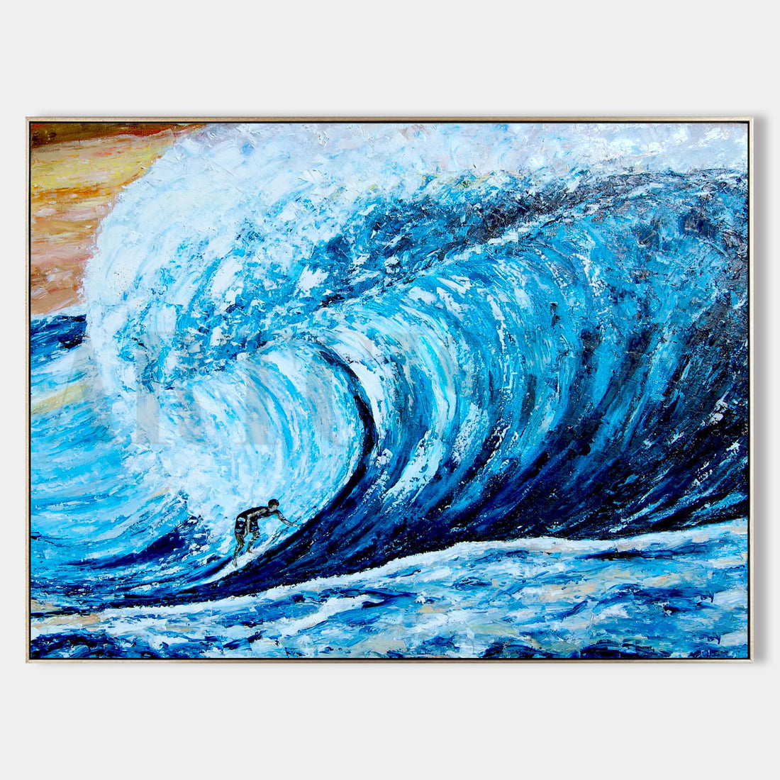 a painting of a large wave in the ocean