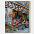 a painting of people sitting at tables outside a restaurant