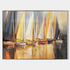 a painting of sailboats in a harbor