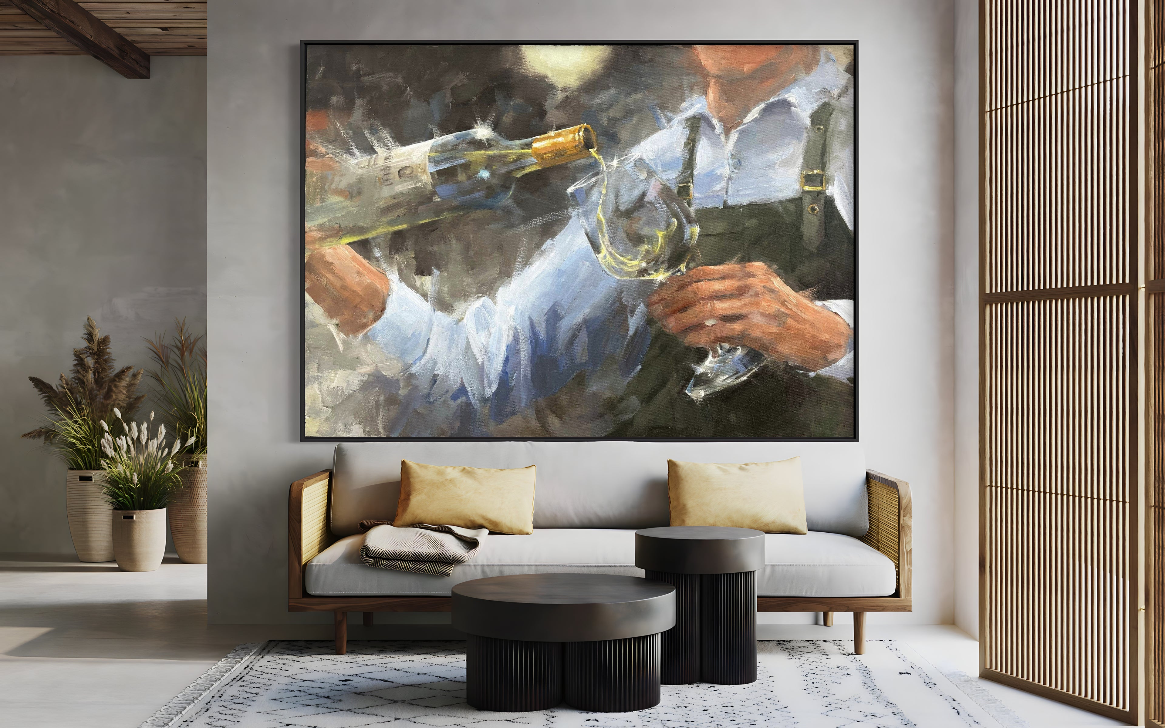 a painting of a man holding a wine glass