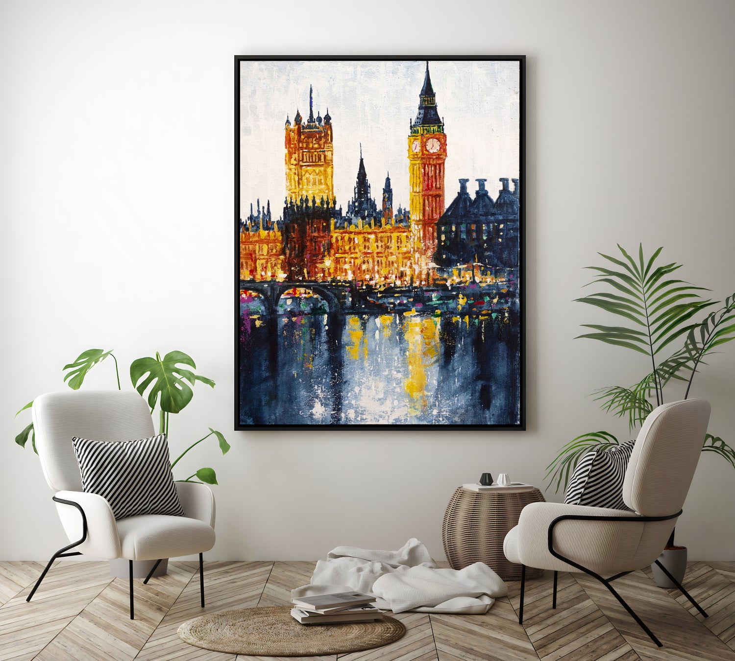 a painting of big ben and the houses of parliament