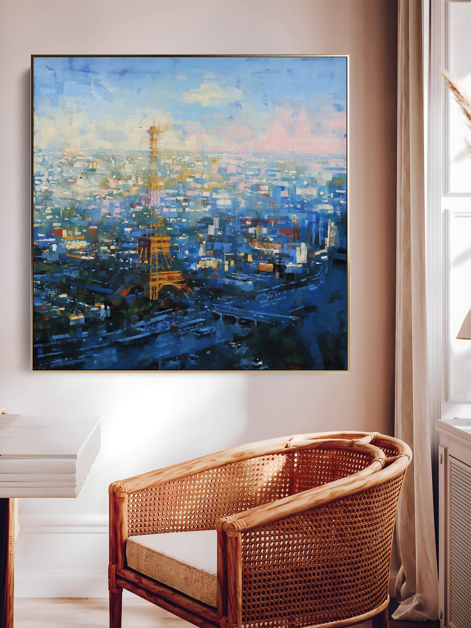 a painting of the eiffel tower in paris