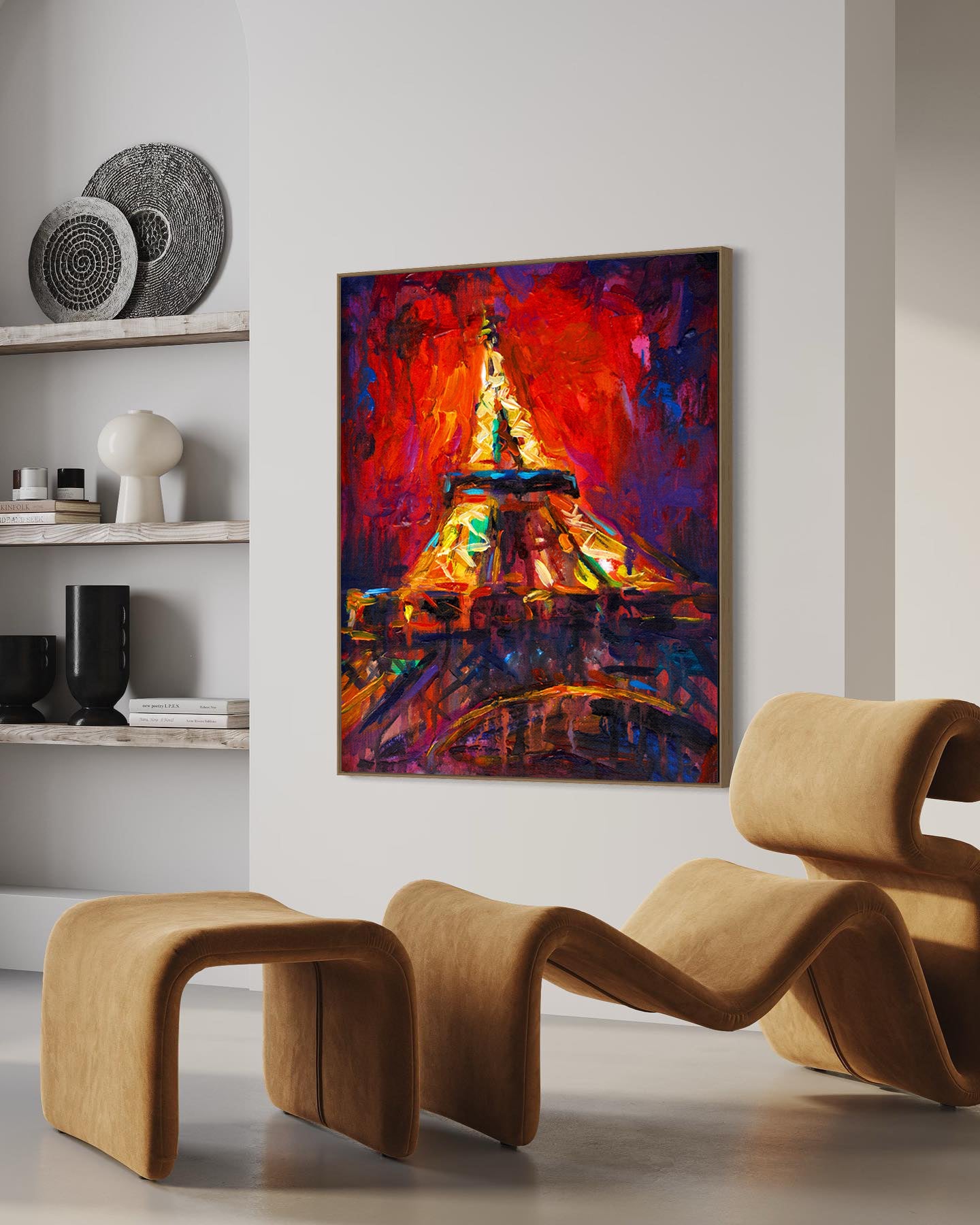 a painting of the eiffel tower in paris