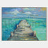 a painting of a pier in the ocean