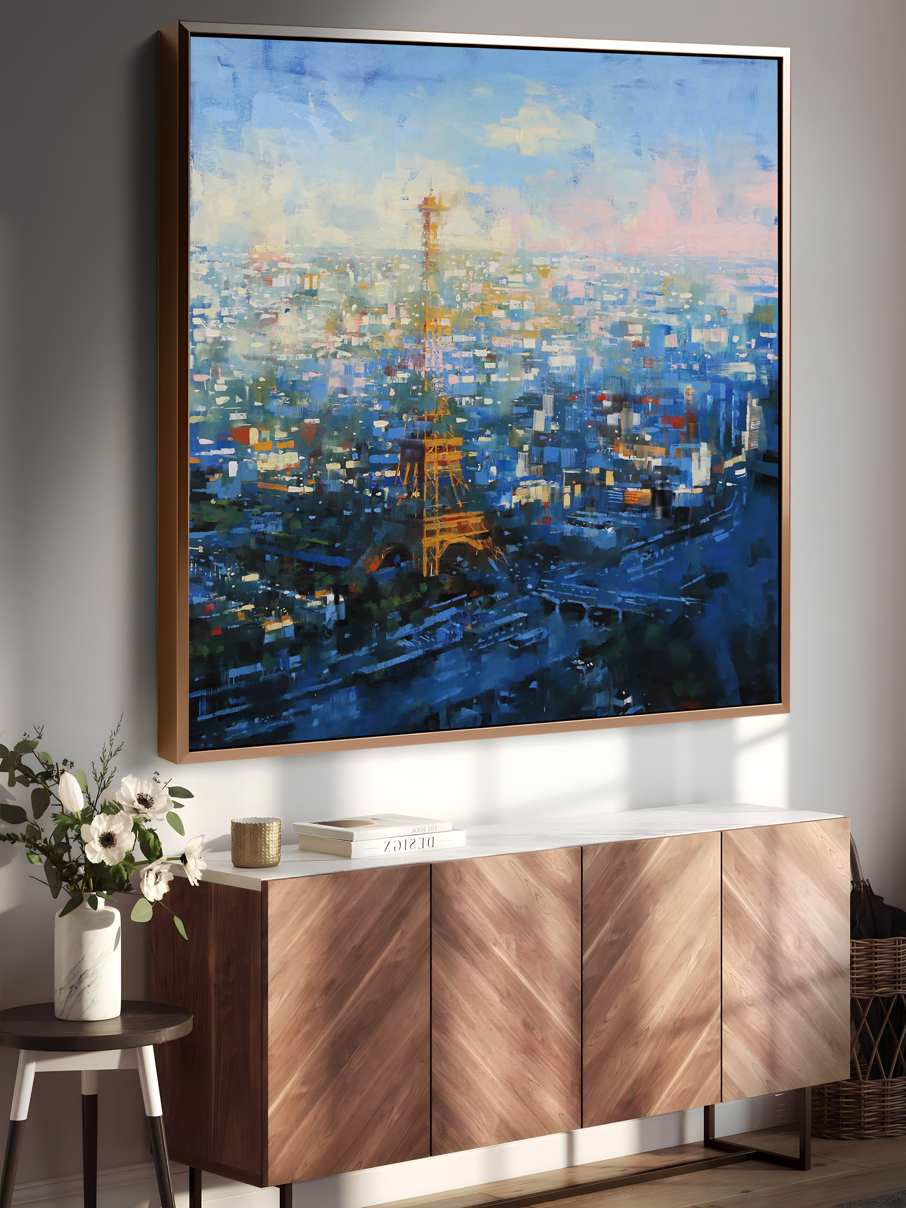 a painting of the eiffel tower in paris