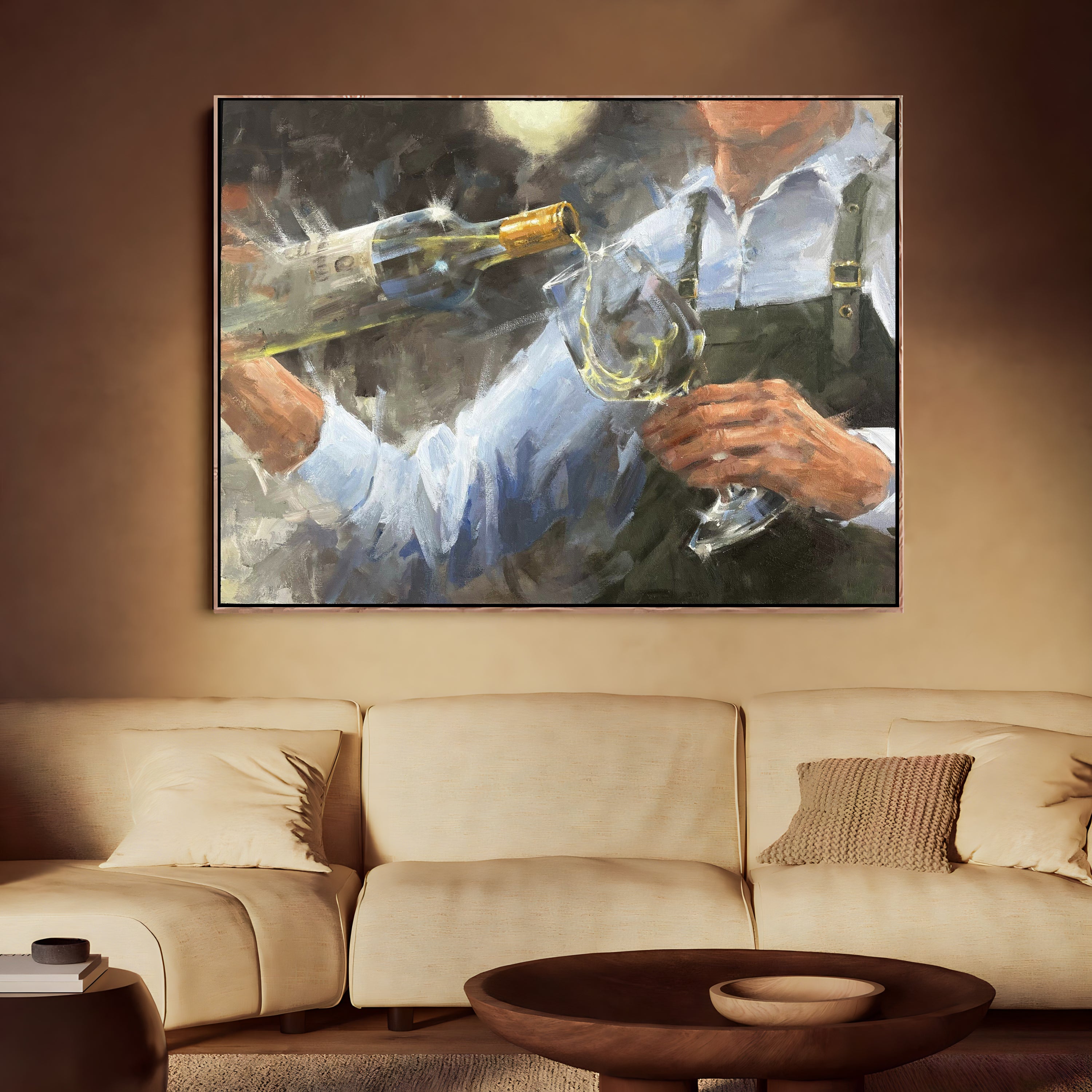 a painting of a man holding a wine glass