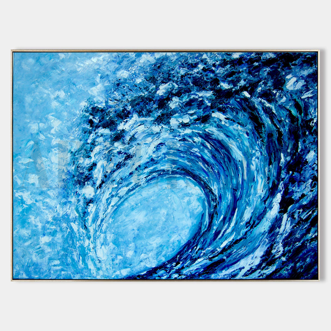 a painting of a blue wave in the ocean