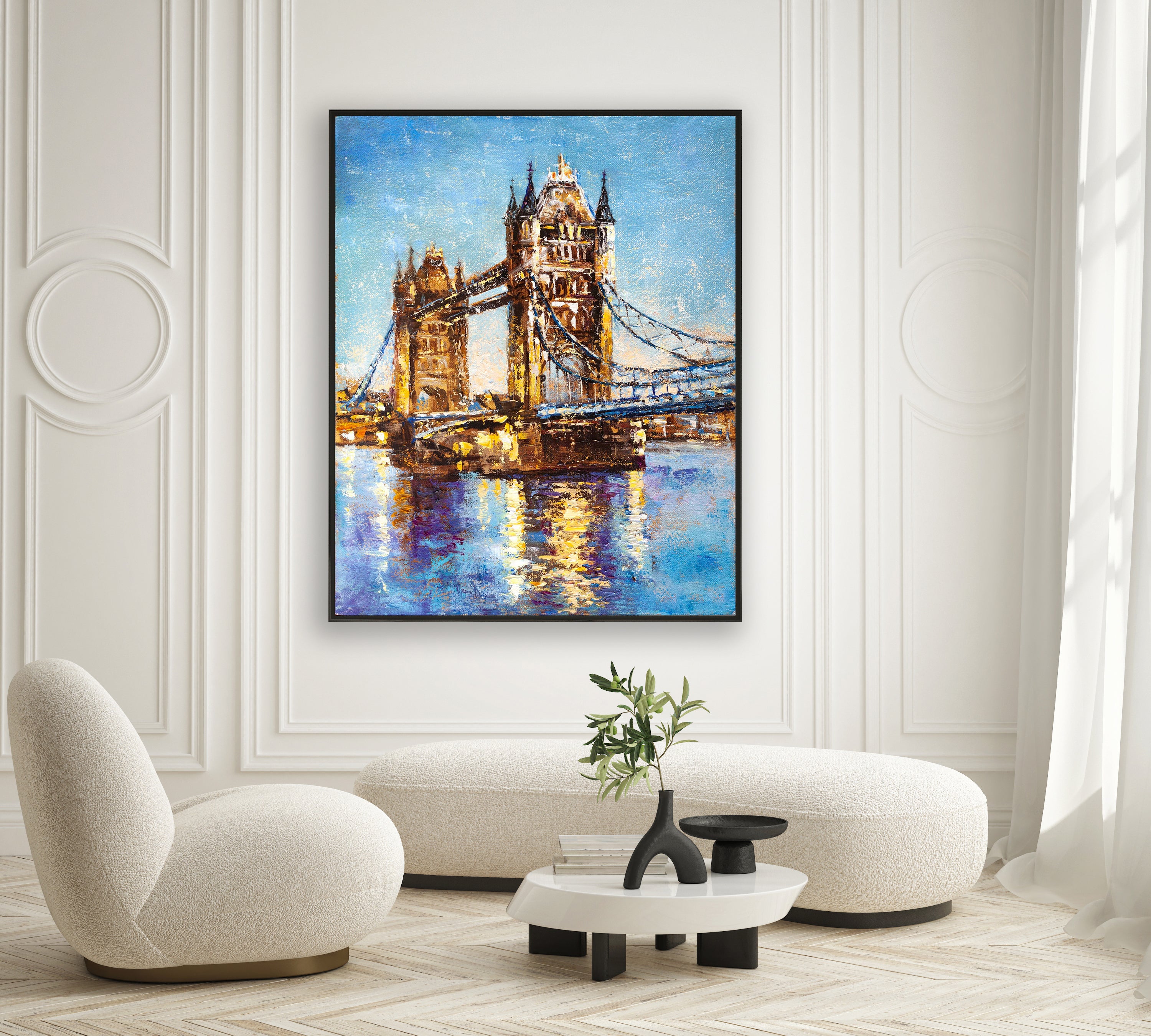 a painting of the tower bridge in london