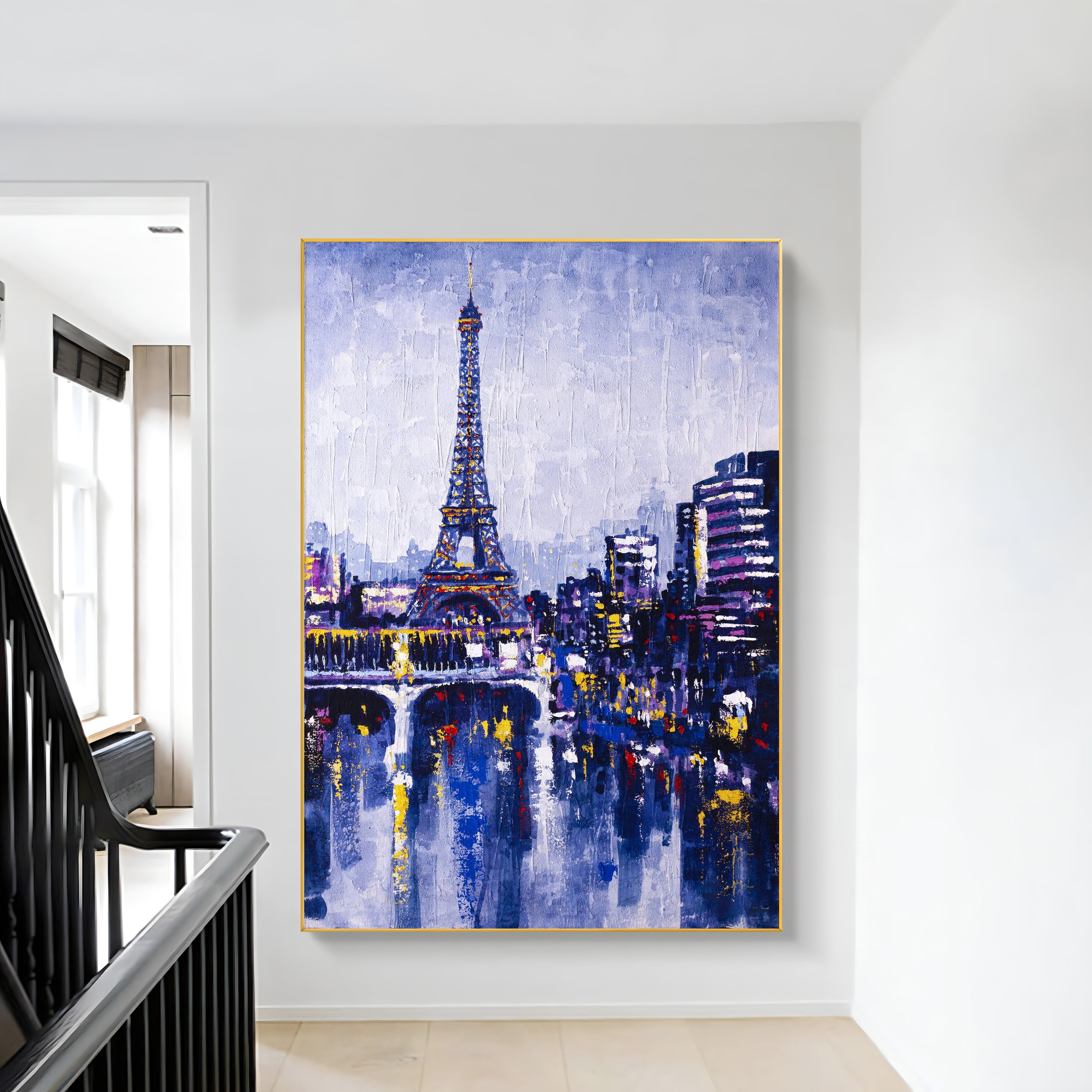 a painting of the eiffel tower in paris