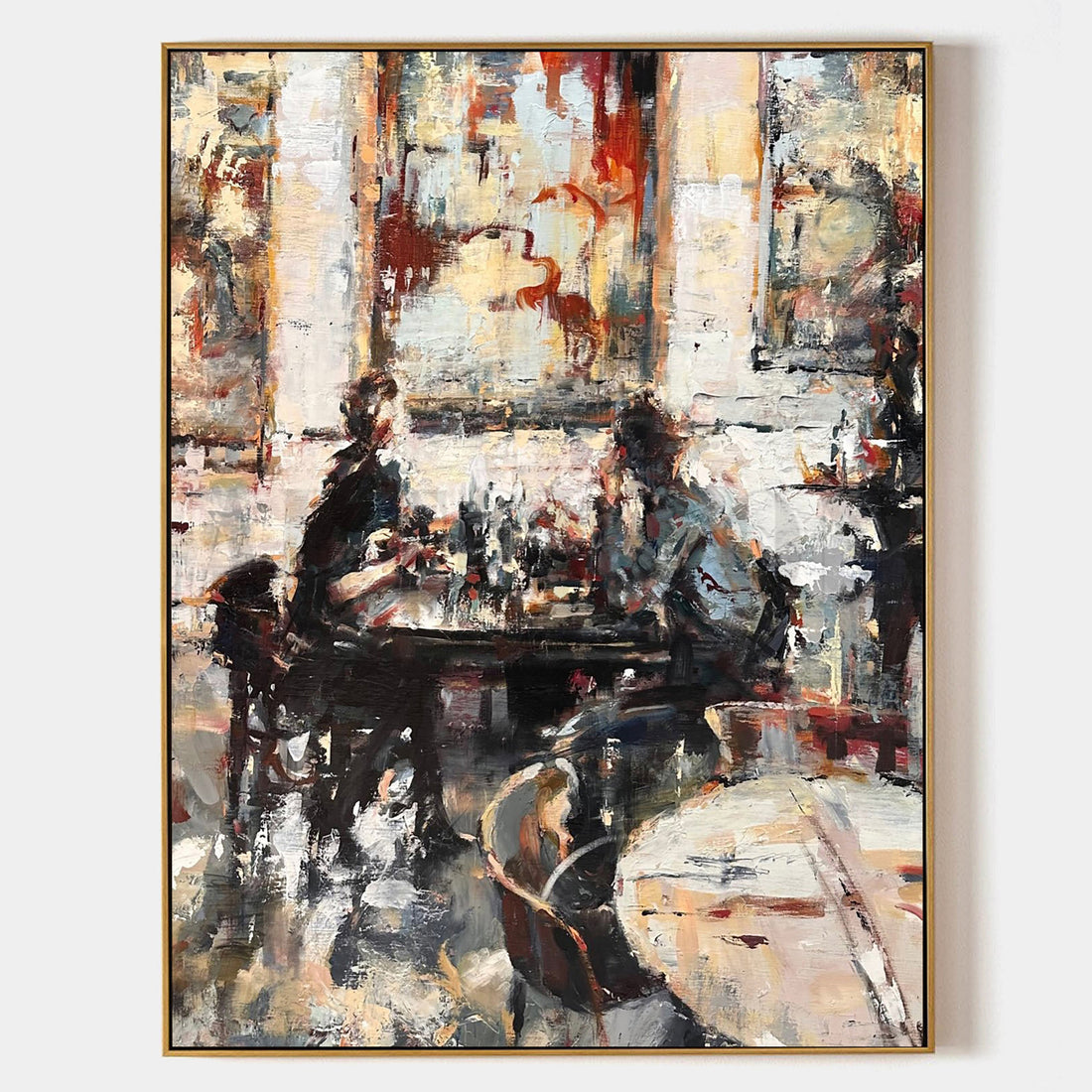 a painting of two people sitting at a table