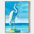 a painting of a blue heron standing on a rock