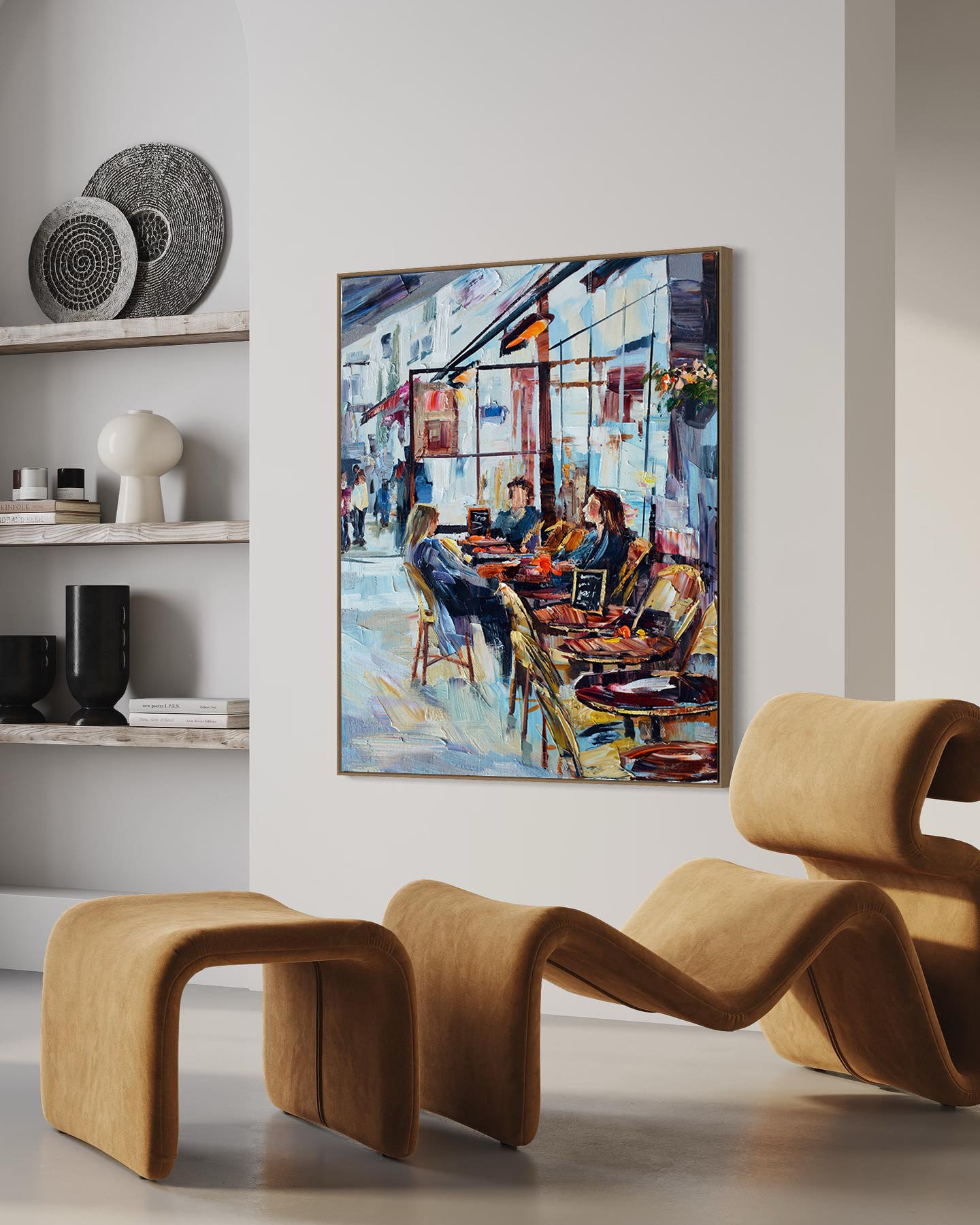 a painting of people sitting at a table