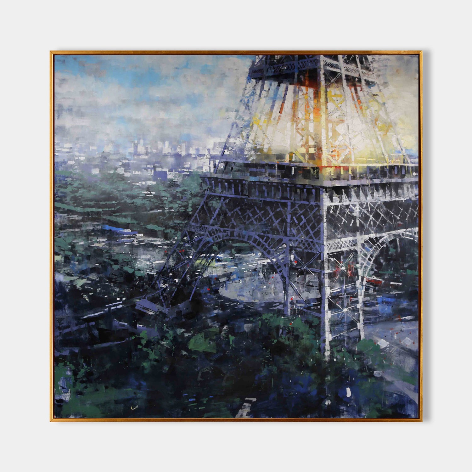 a painting of the eiffel tower in paris