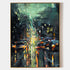 a painting of a city street filled with traffic