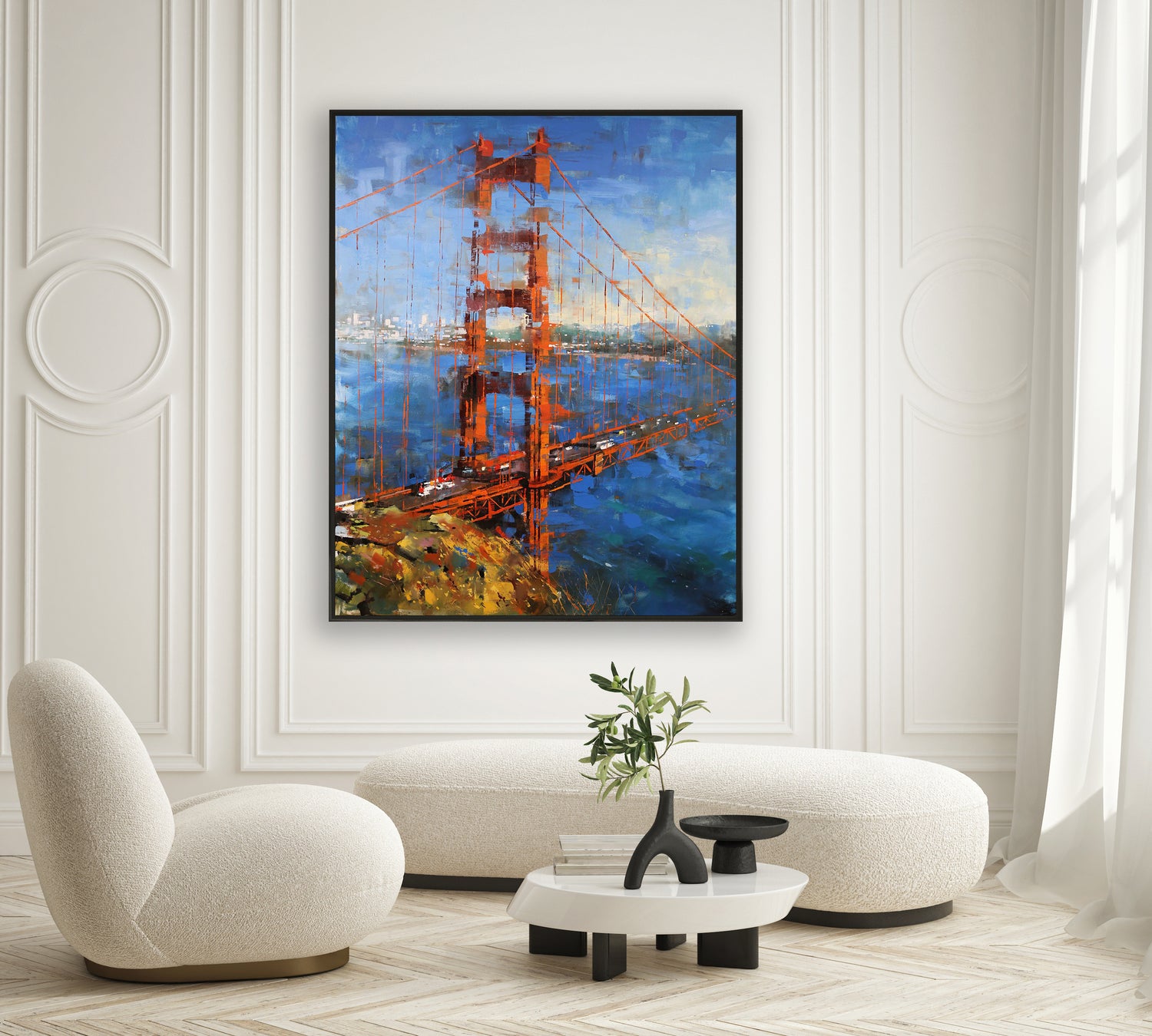 a painting of the golden gate bridge in san francisco