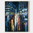 a painting of a city street at night