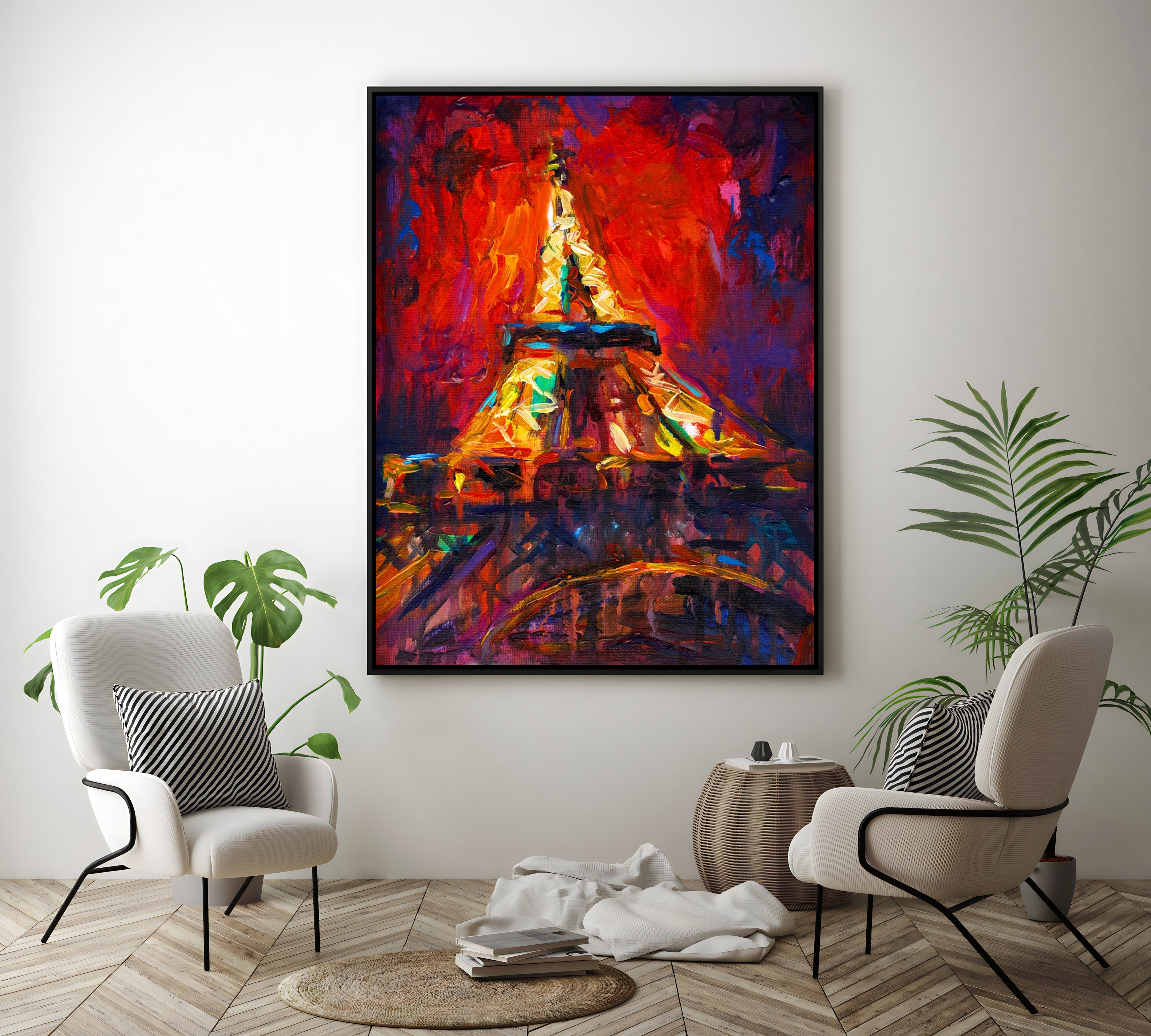 a painting of the eiffel tower in paris