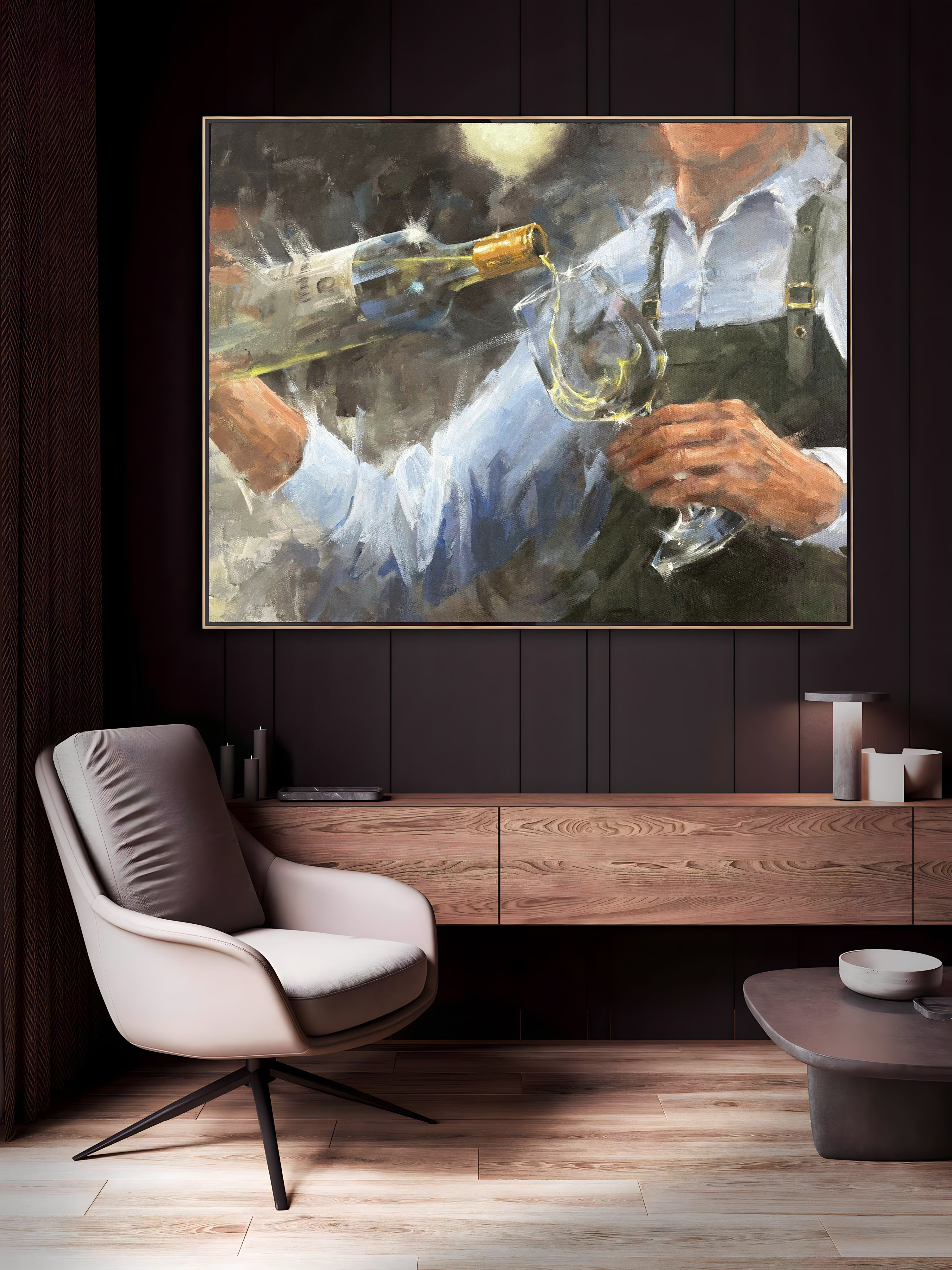 a painting of a man holding a gun